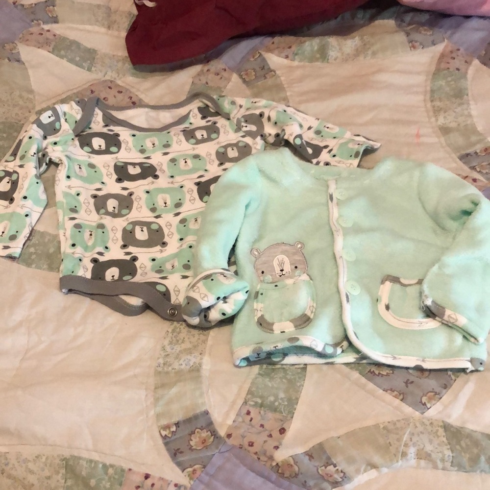 0-3 month matching bodysuit and sweater